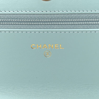 Chanel Lambskin Quilted Chanel 19 Wallet On Chain WOC Light Blue 6 of 10