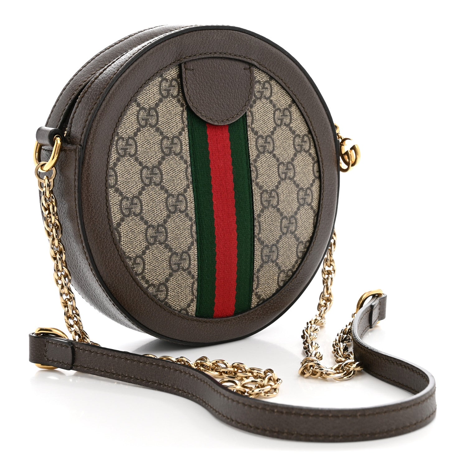 Gucci GG Supreme Monogram Web Mini Ophidia Round Shoulder Bag Brown 2 of 13