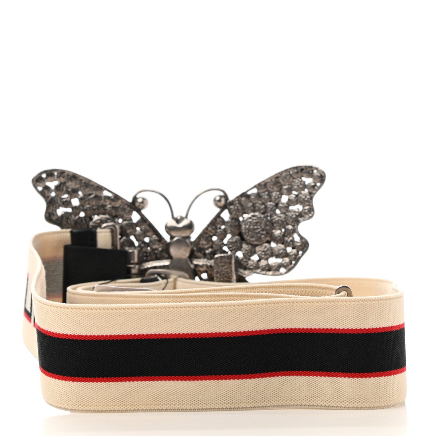 Jacquard Crystal Stripe Butterfly Belt 80 32 White