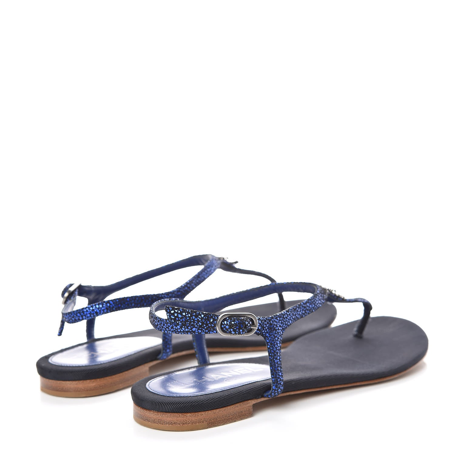 Chanel Glitter CC Thong Sandals 39.5 Dark Blue 4 of 16
