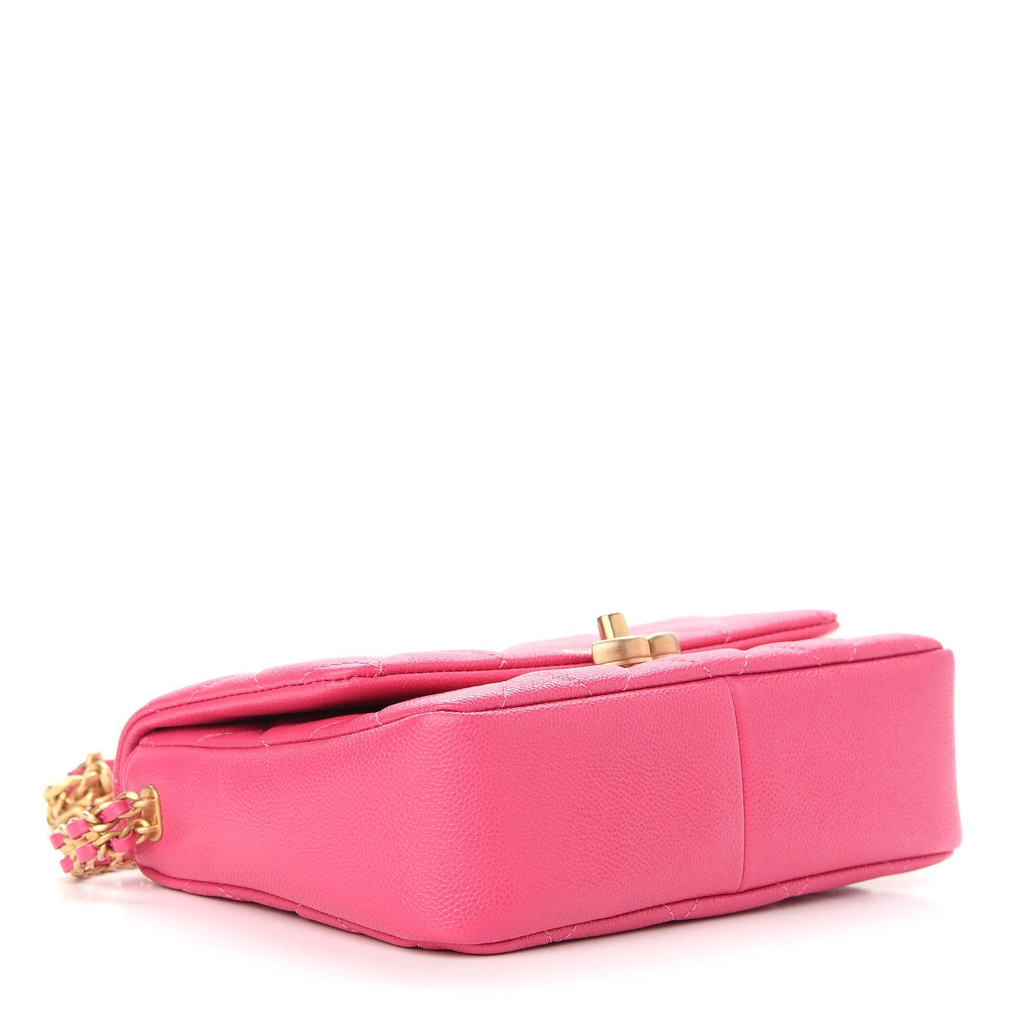Shiny Caviar Quilted Small Chain Melody Flap Dark Pink