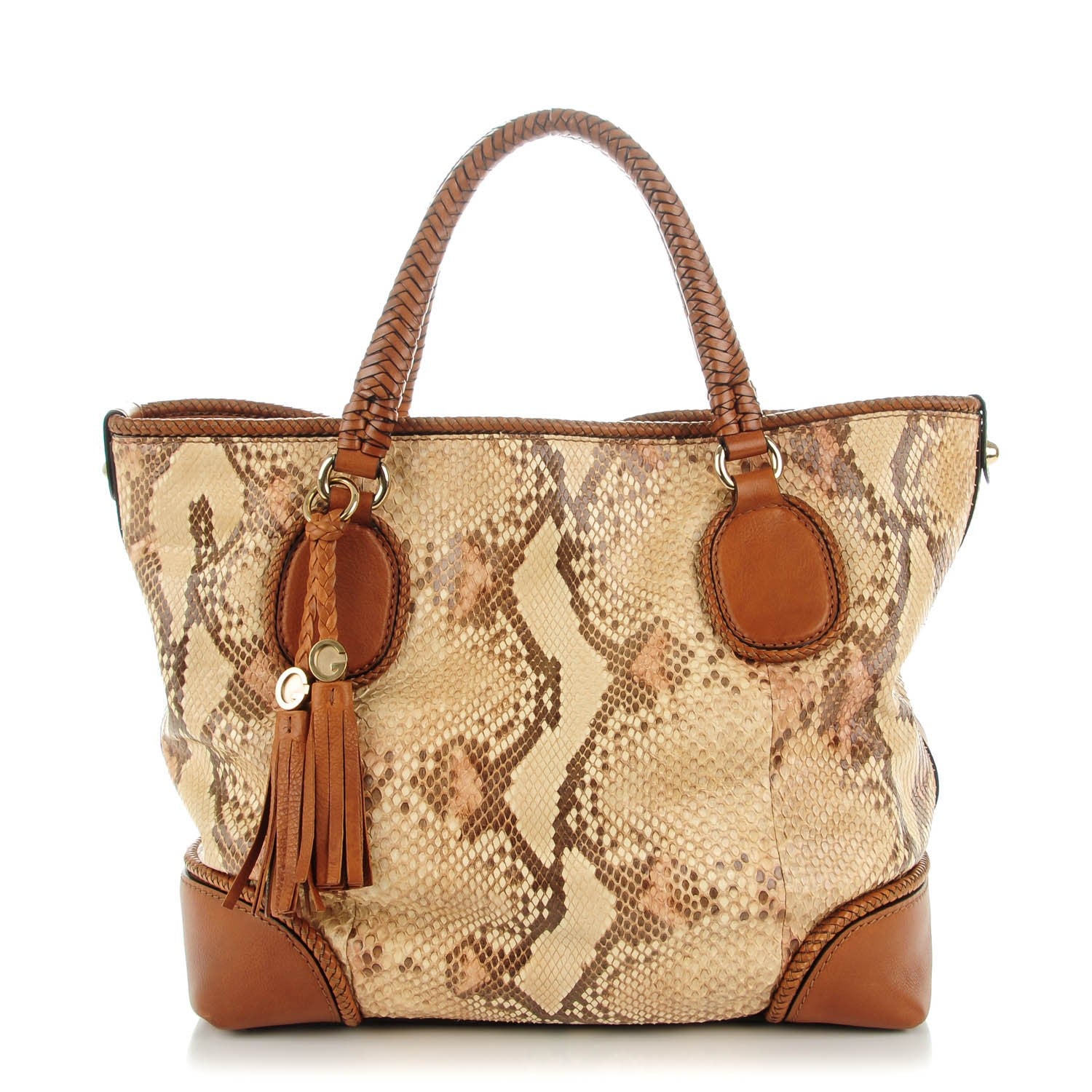 Gucci Python Medium Marrakech Tote Tan 1 of 7
