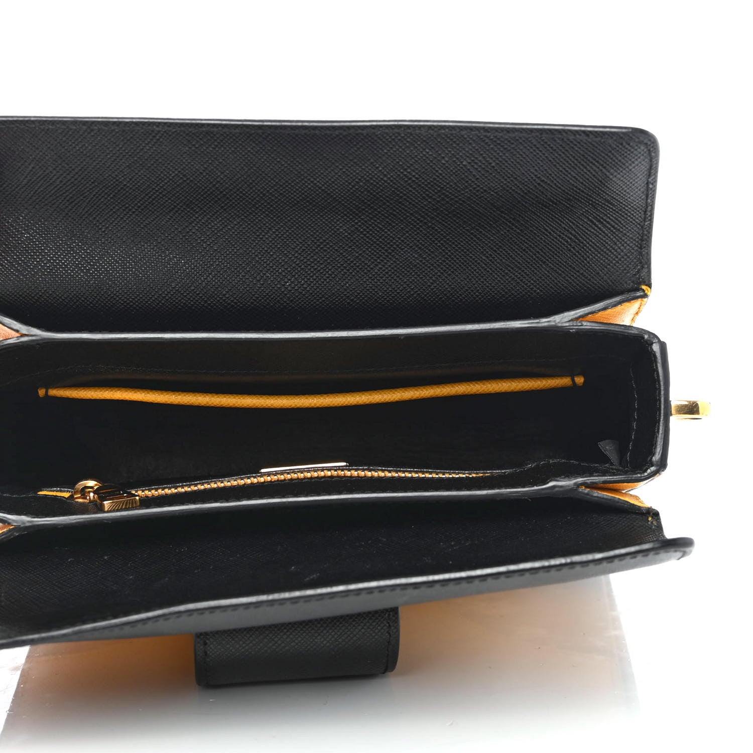 Prada Saffiano Bi-Color Top Handle Bag Soleil Black 4 of 4