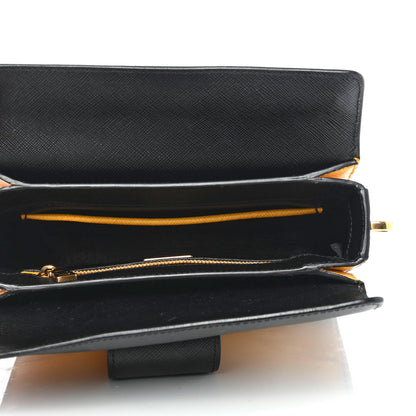 Prada Saffiano Bi-Color Top Handle Bag Soleil Black 4 of 4