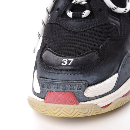 Balenciaga Fabric Mesh Washed Effect Womens Triple S Sneakers 37 Black Red 11 of 18