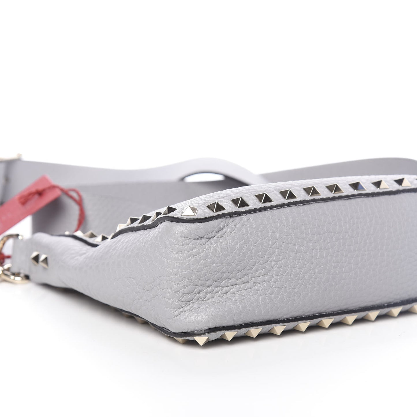 Pebbled Calfskin Mini Rockstud Flip-Lock Messenger Bag Pastel Grey