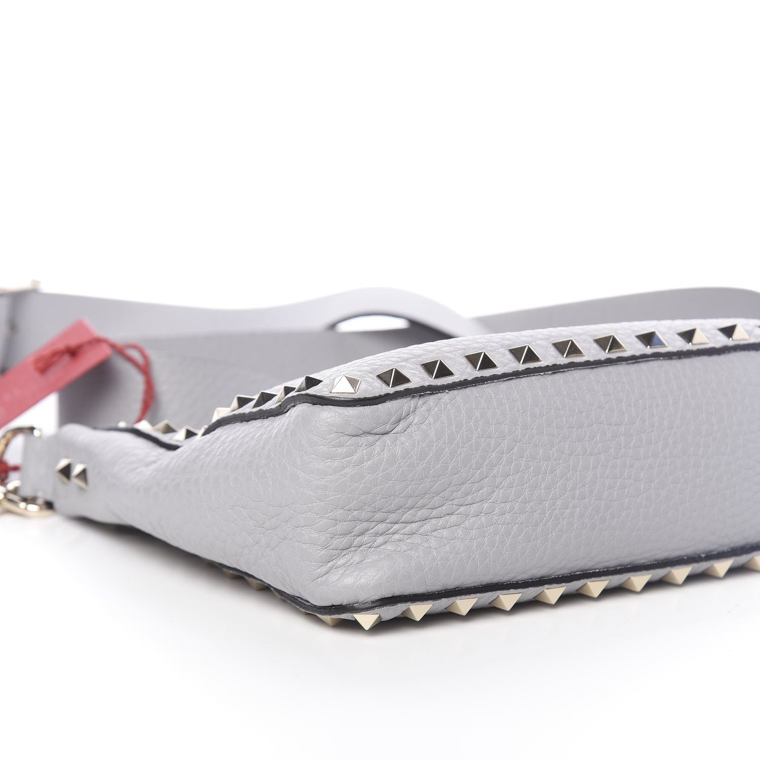 Valentino Garavani Pebbled Calfskin Mini Rockstud Flip-Lock Messenger Bag Pastel Grey 8 of 9