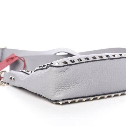Valentino Garavani Pebbled Calfskin Mini Rockstud Flip-Lock Messenger Bag Pastel Grey 8 of 9