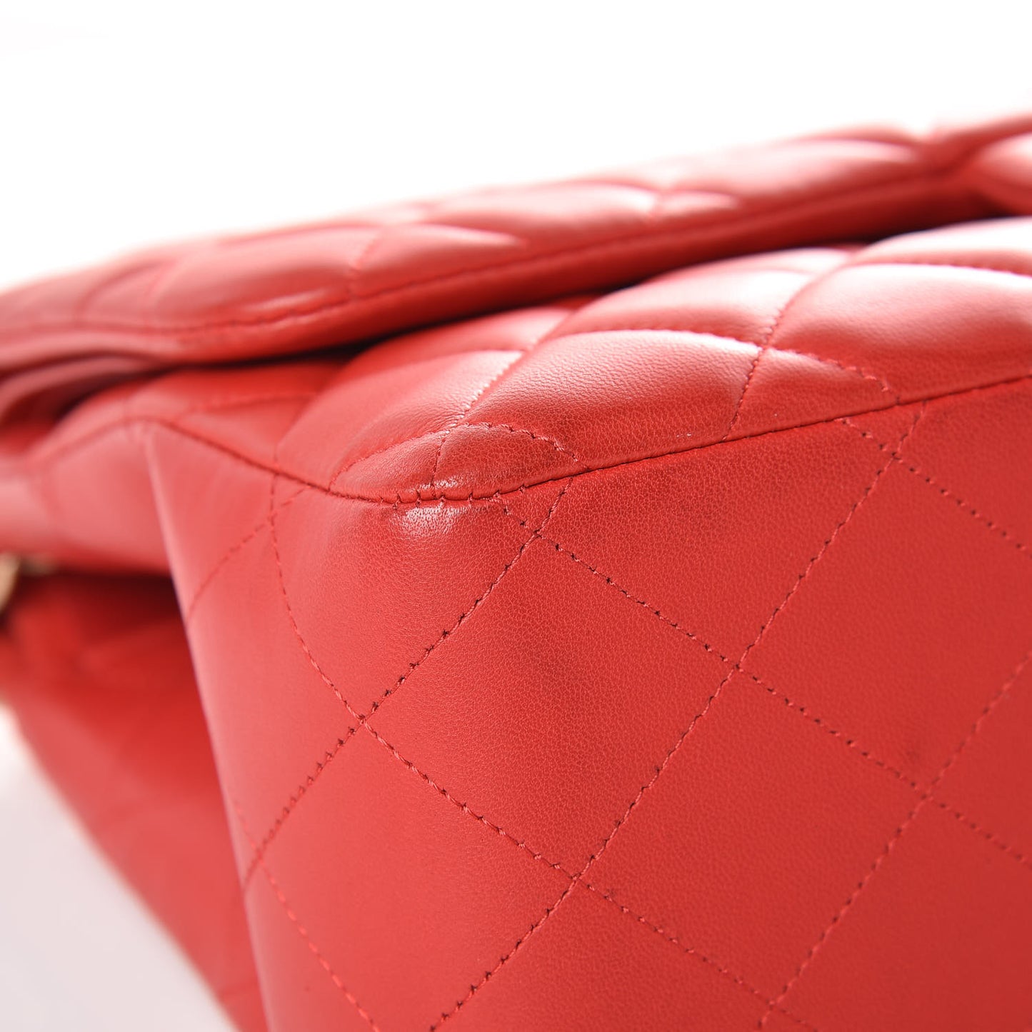 Lambskin Quilted Jumbo Double Flap Red