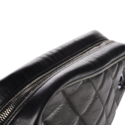 Chanel Metallic Calfskin Quilted Large Ballerine Camera Case Dark Grey Black 10 of 10