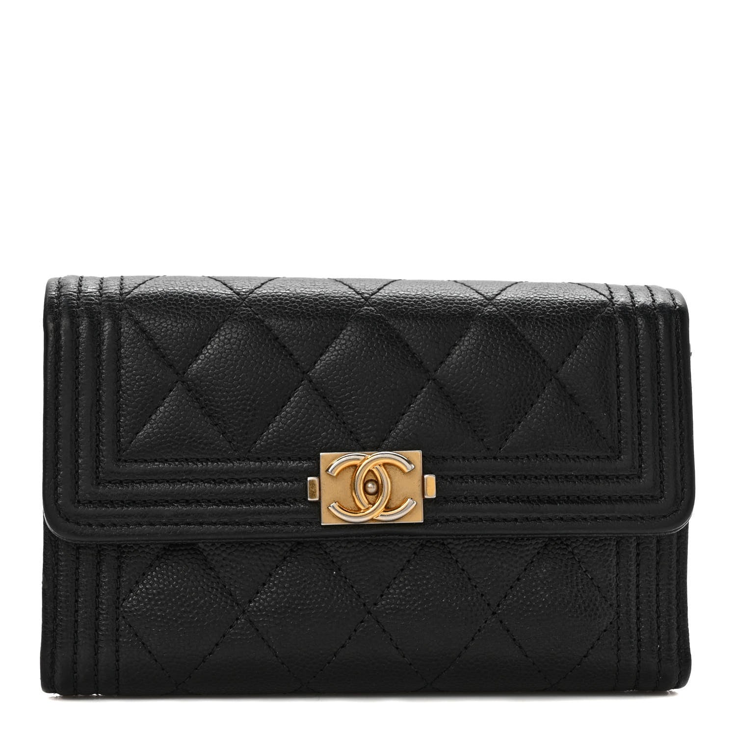 Chanel Caviar Quilted Medium Boy Flap Wallet Black 1 of 8