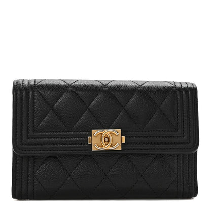 Chanel Caviar Quilted Medium Boy Flap Wallet Black 1 of 8