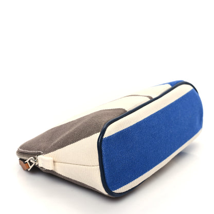 Hermes Cotton Stripe Bolide Rayures Rocabar Mini Travel Cosmetic Pouch Azur Etoupe 4 of 7