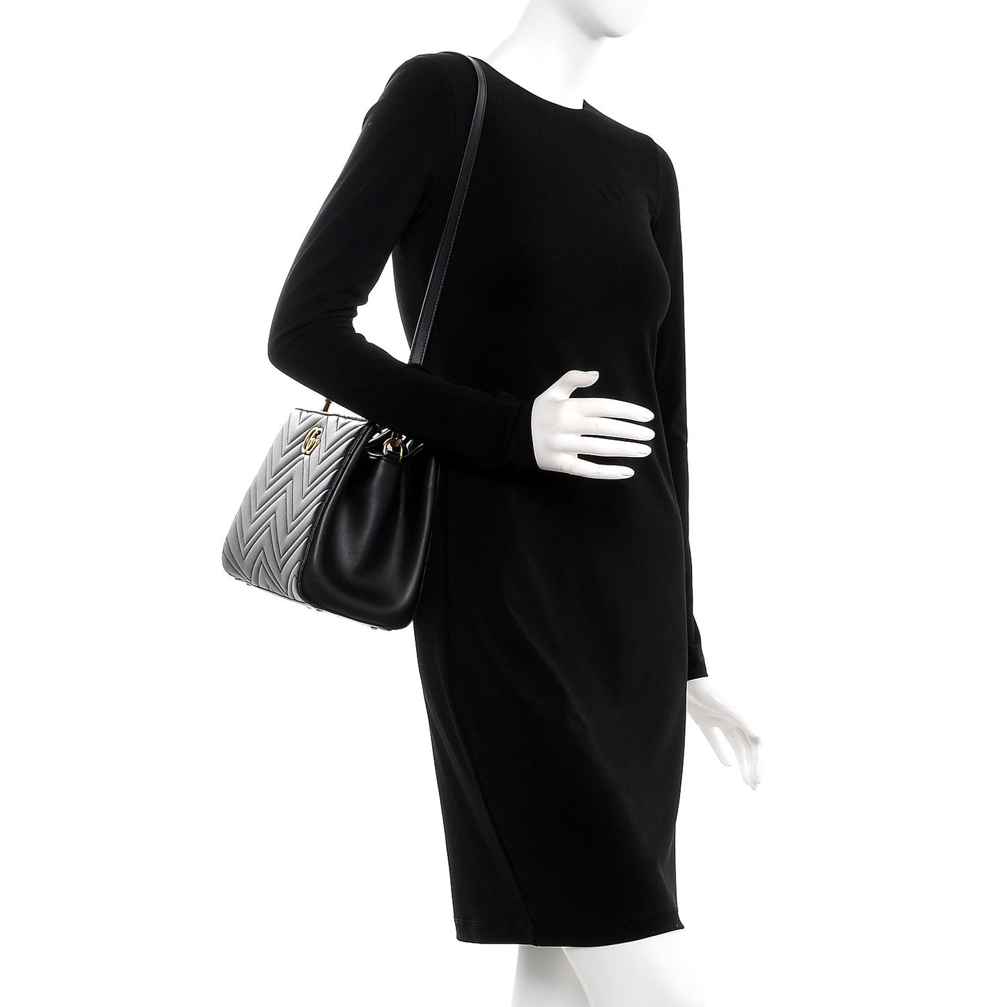 Calfskin Matelasse Small GG Marmont Tote Black