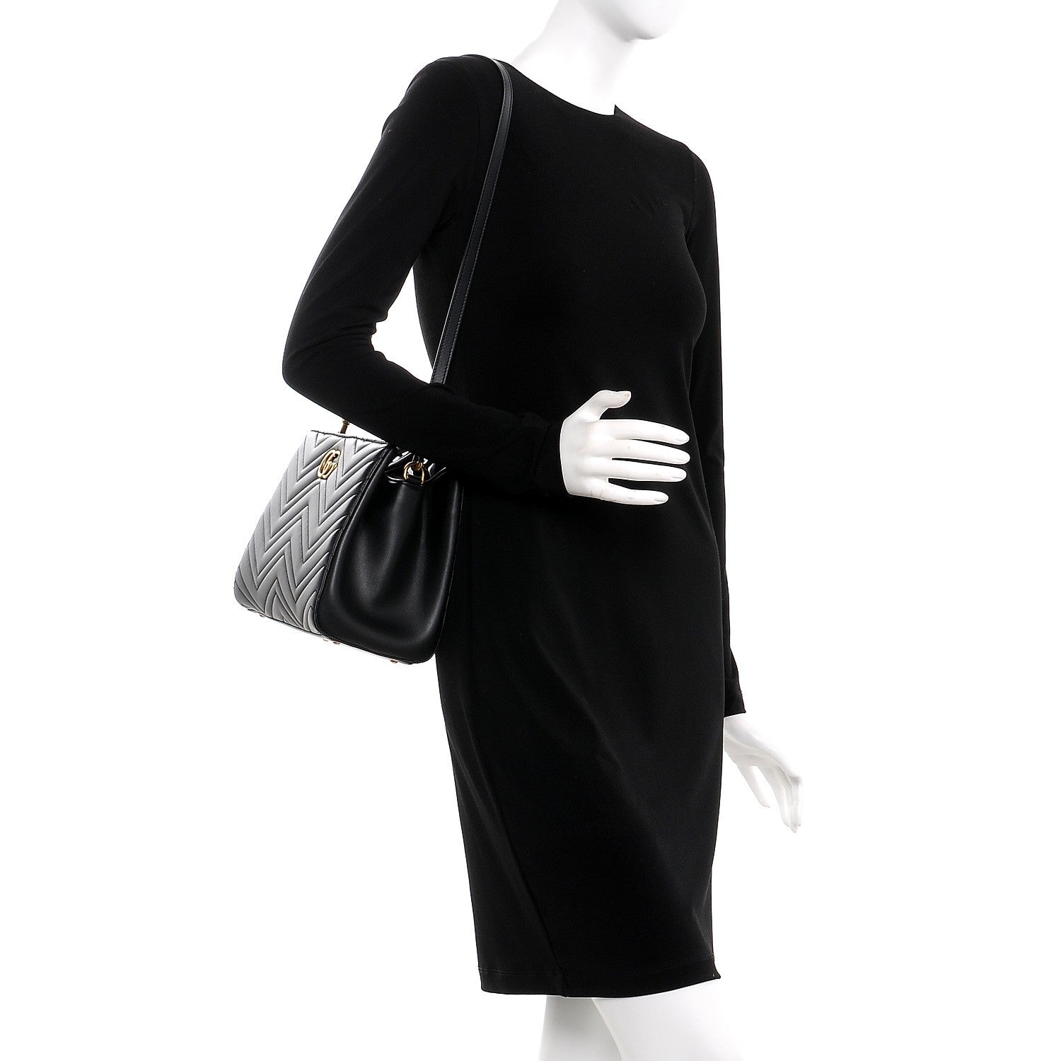 Gucci Calfskin Matelasse Small GG Marmont Tote Black 2 of 8