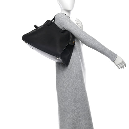 The Row Polished Saddle Calfskin Soft Margaux 15 Black 2 of 9