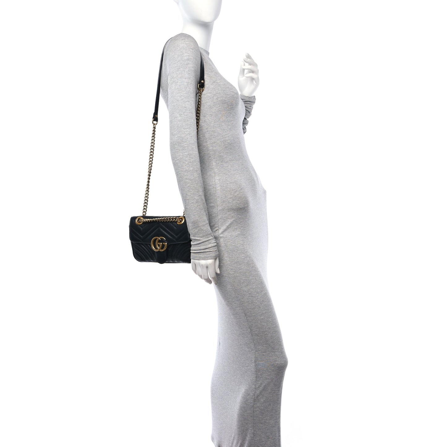 Calfskin Matelasse Mini GG Marmont Shoulder Bag Black