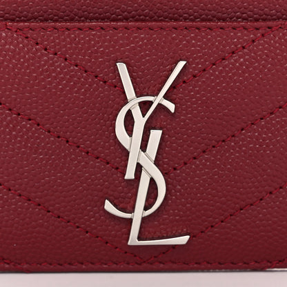 Saint Laurent Grain De Poudre Matelasse Chevron Monogram Credit Card Case Palissandre 8 of 9