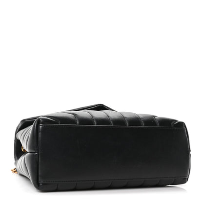 Saint Laurent Calfskin Y Quilted Monogram Small Loulou Chain Satchel Black Black 4 of 10