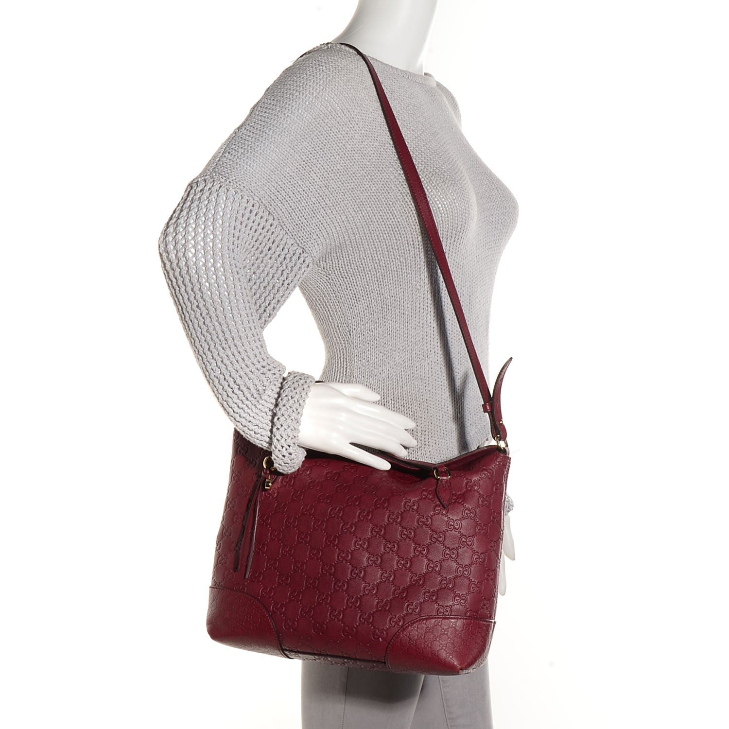 Gucci Guccissima Medium Bree Foldover Tote Classic Ruby 2 of 9