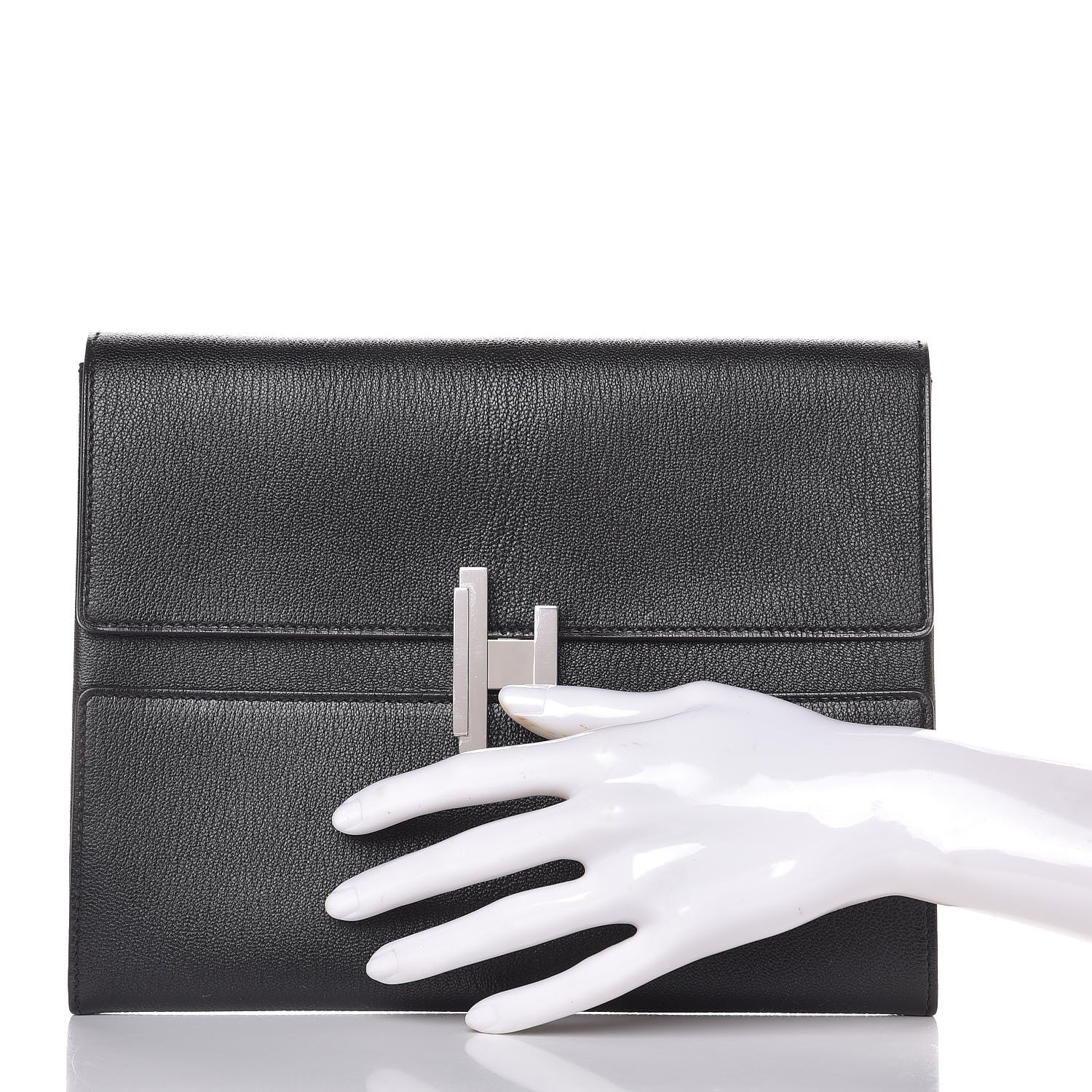 Hermes Chevre Mysore Cinhetic Clutch Black 2 of 9