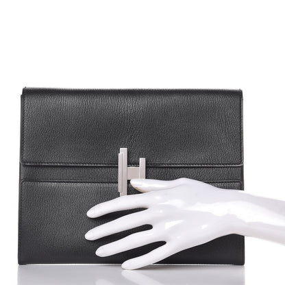 Hermes Chevre Mysore Cinhetic Clutch Black 2 of 9