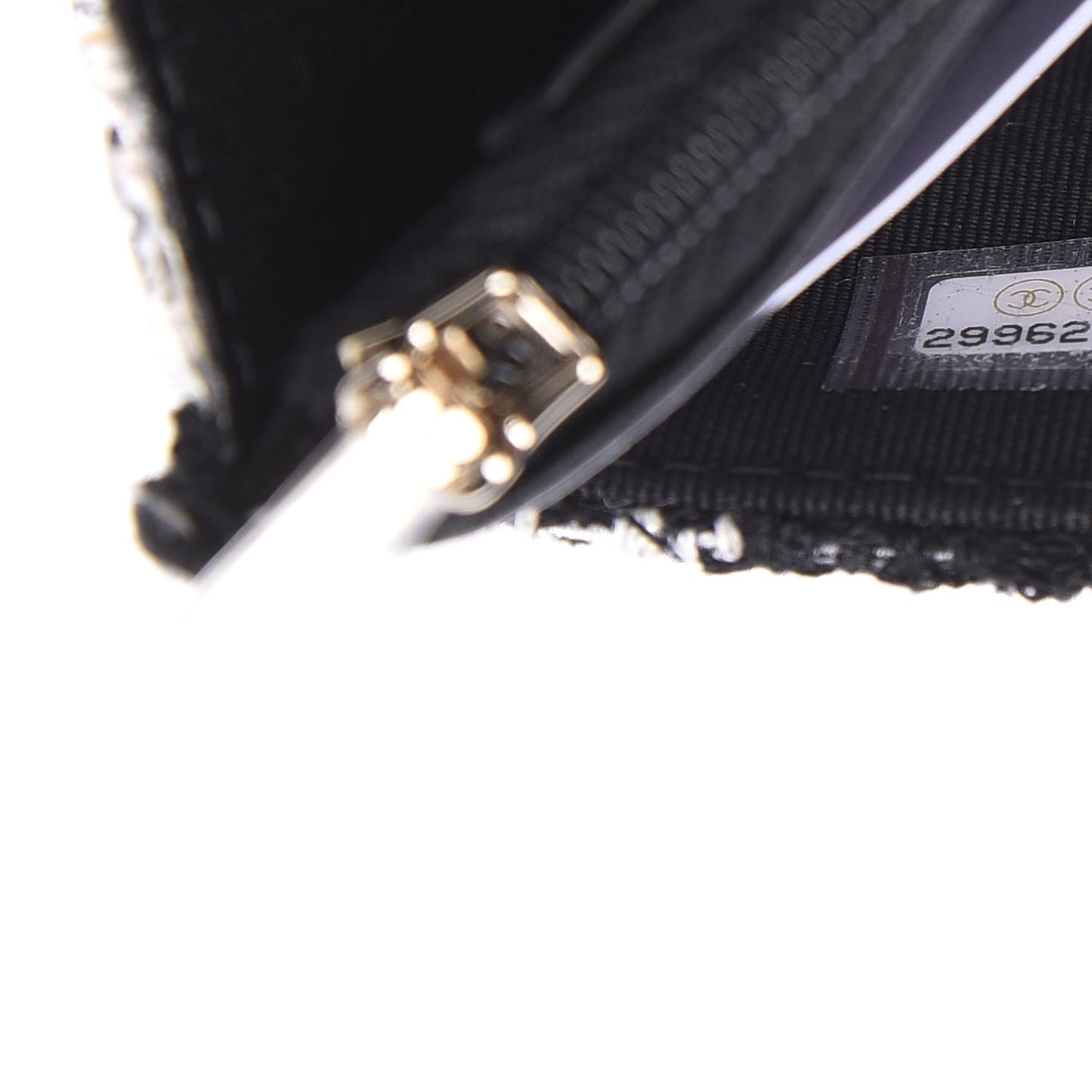Tweed Quilted Wallet On Chain WOC Black Ecru White