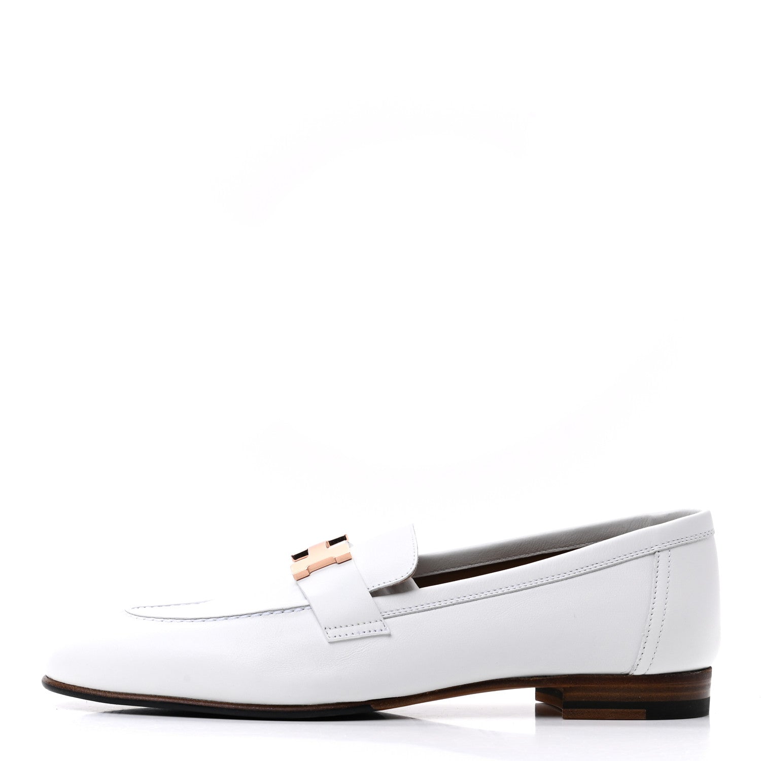 Hermes Calfskin Womens Paris Loafers 38 White 1 of 7