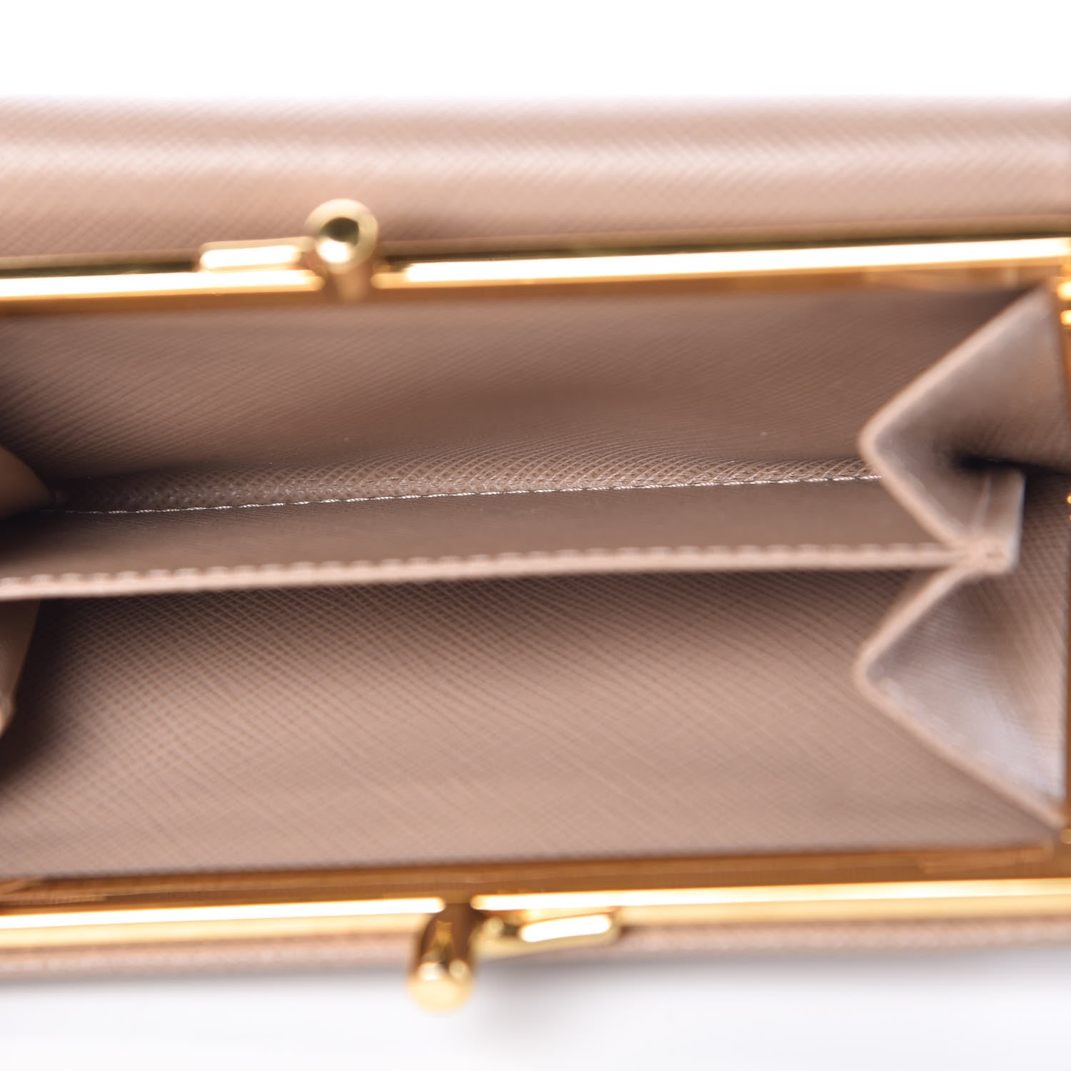 Prada Saffiano Kiss Lock Compact Wallet Cammeo 6 of 13