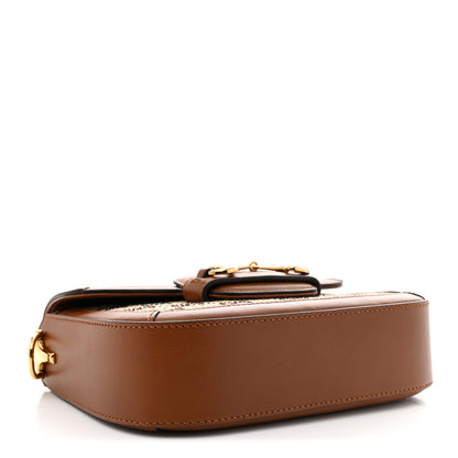 Gucci New Canvas Charisma Calfskin Crystal GG Monogram Mini Horsebit 1955 Shoulder Bag Camel Ebony 4 of 10