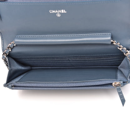 Chanel Lambskin Quilted Wallet On Chain WOC Blue 5 of 10