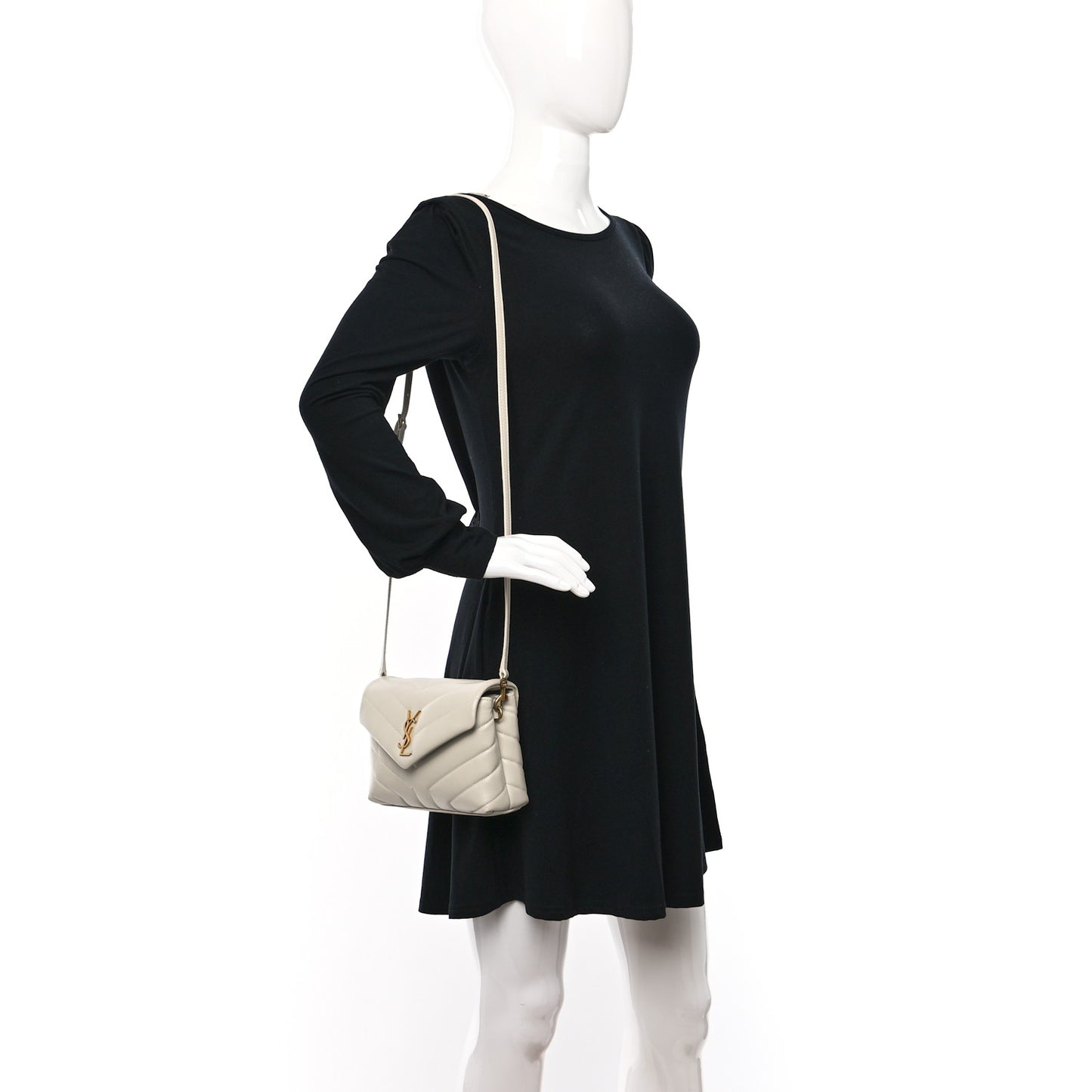 Calfskin Y Quilted Monogram Toy Loulou Crossbody Bag Blanc Vintage