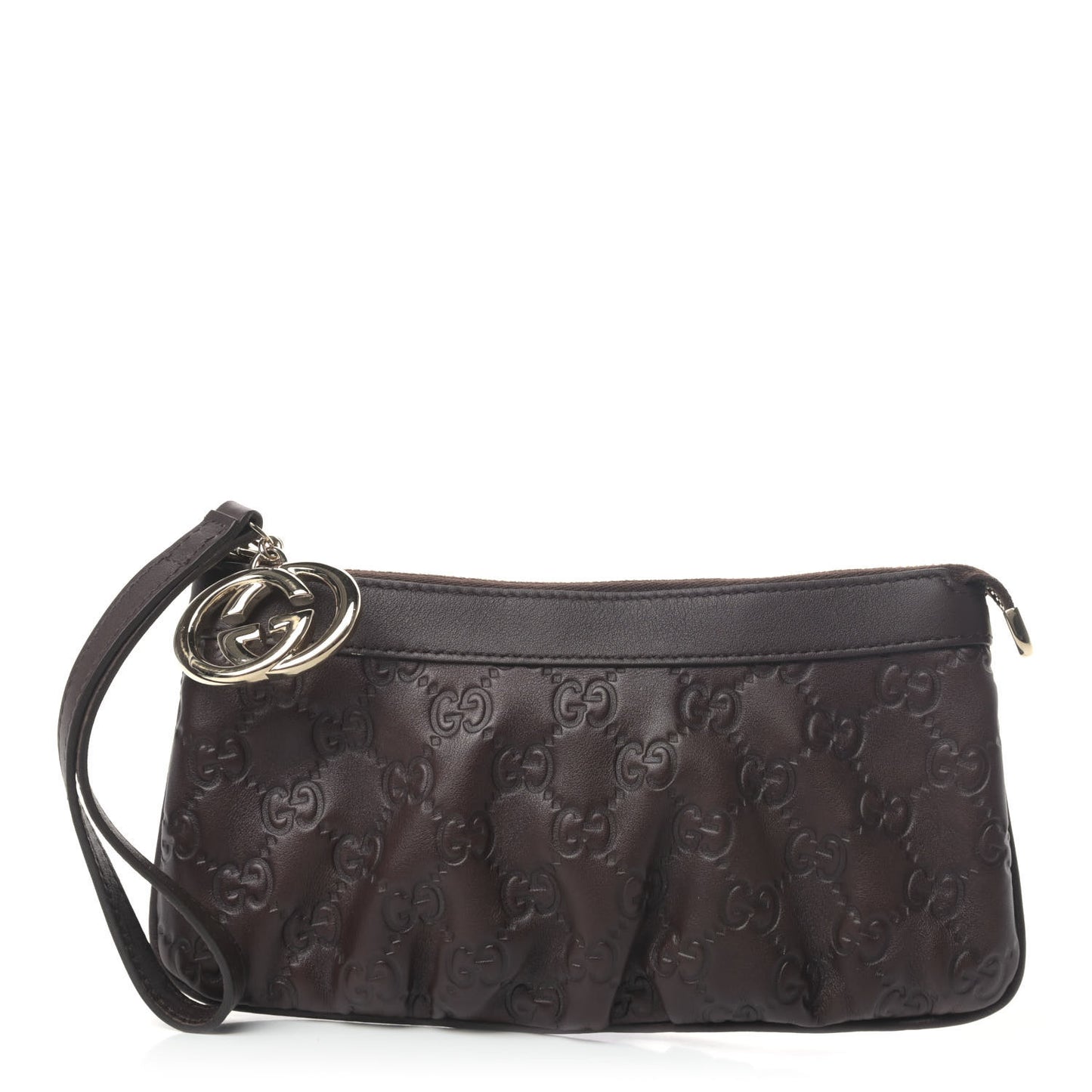 Guccissima Signature New Britt Wristlet Chocolate