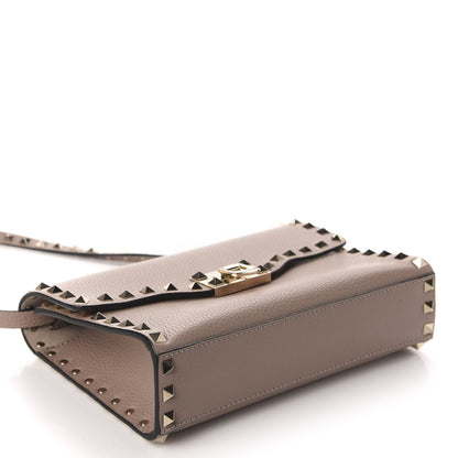 Valentino Garavani Pebbled Calfskin Medium Rockstud Flip Lock Crossbody Bag Poudre 4 of 9