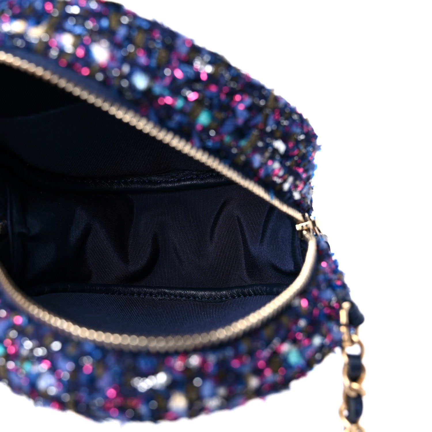 Chanel Tweed Quilted Round Clutch With Chain Multicolor 4 of 8
