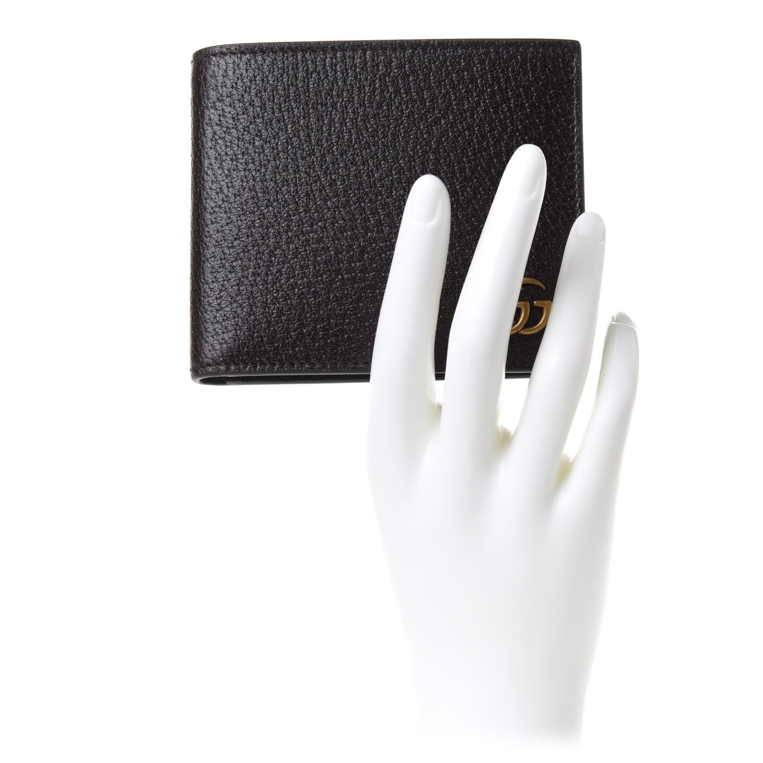 Gucci Calfskin Boar Effect GG Marmont Bi-Fold Wallet Black 2 of 9