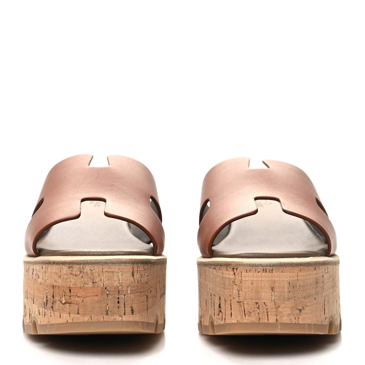 Hermes Calfskin Cork Eze 30 Sandals 37 Marron Glaise 2 of 8