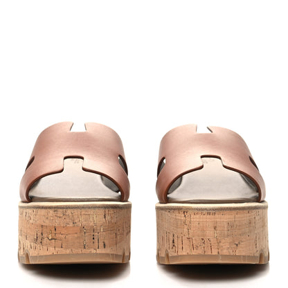 Hermes Calfskin Cork Eze 30 Sandals 37 Marron Glaise 2 of 8