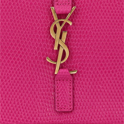 Saint Laurent Calfskin Lizard Embossed Le 5 A 7 Mini Hobo Acid Pink 7 of 9