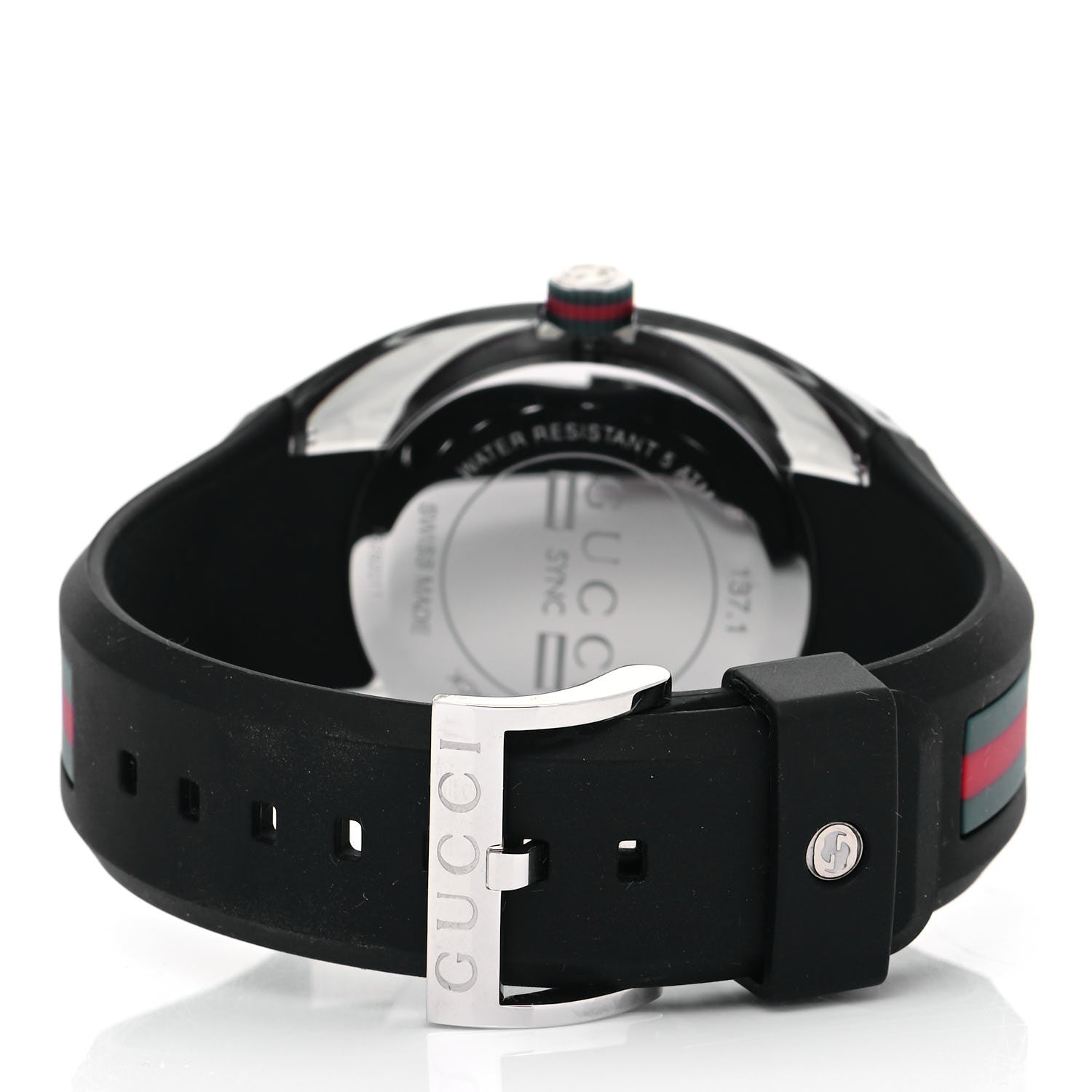 Gucci Stainless Steel Rubber 46mm Sync Web Quartz Watch Grey 3 of 5