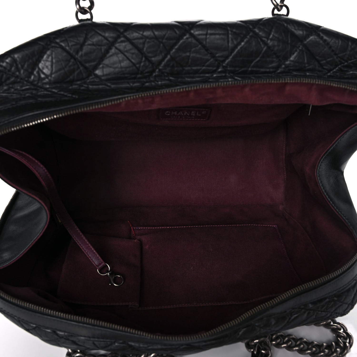 Chanel Aged Calfskin Quilted Large Secret Tag Bowling Bag Black 5 of 12