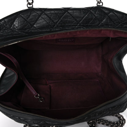 Chanel Aged Calfskin Quilted Large Secret Tag Bowling Bag Black 5 of 12