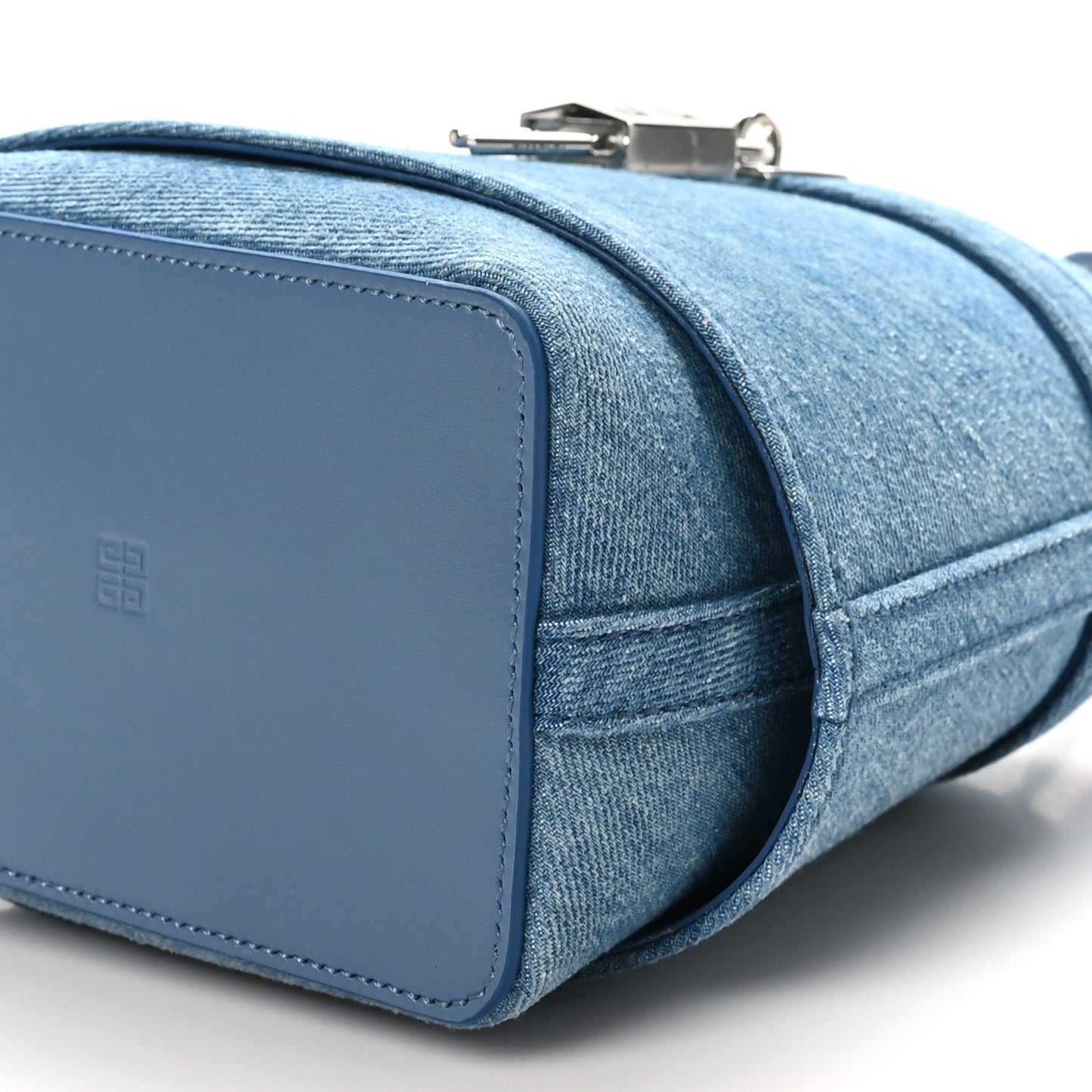 Denim Shark Lock Bucket Bag Medium Blue
