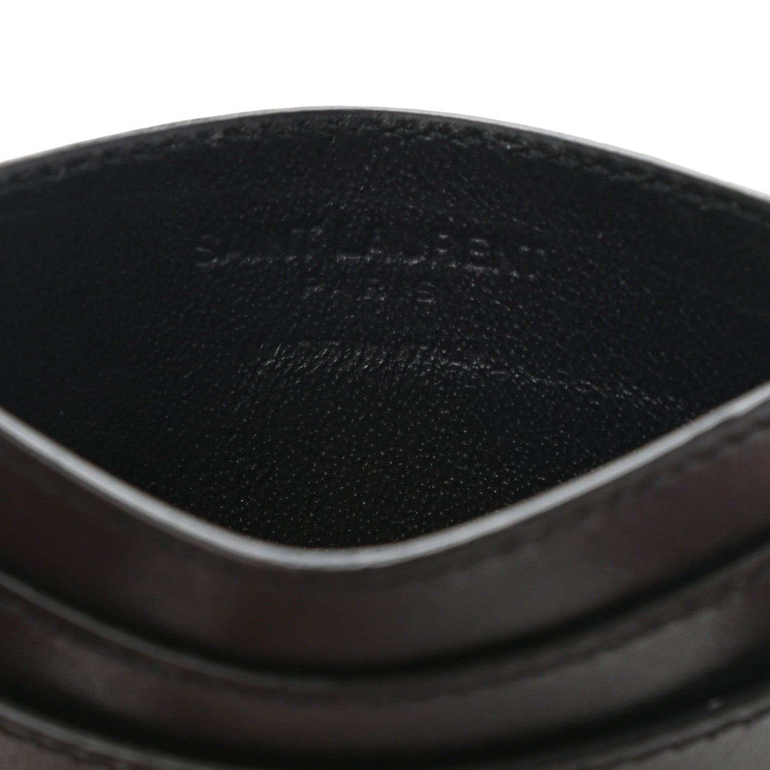 Saint Laurent Calfskin Studded Monogram Credit Card Case Black 6 of 7