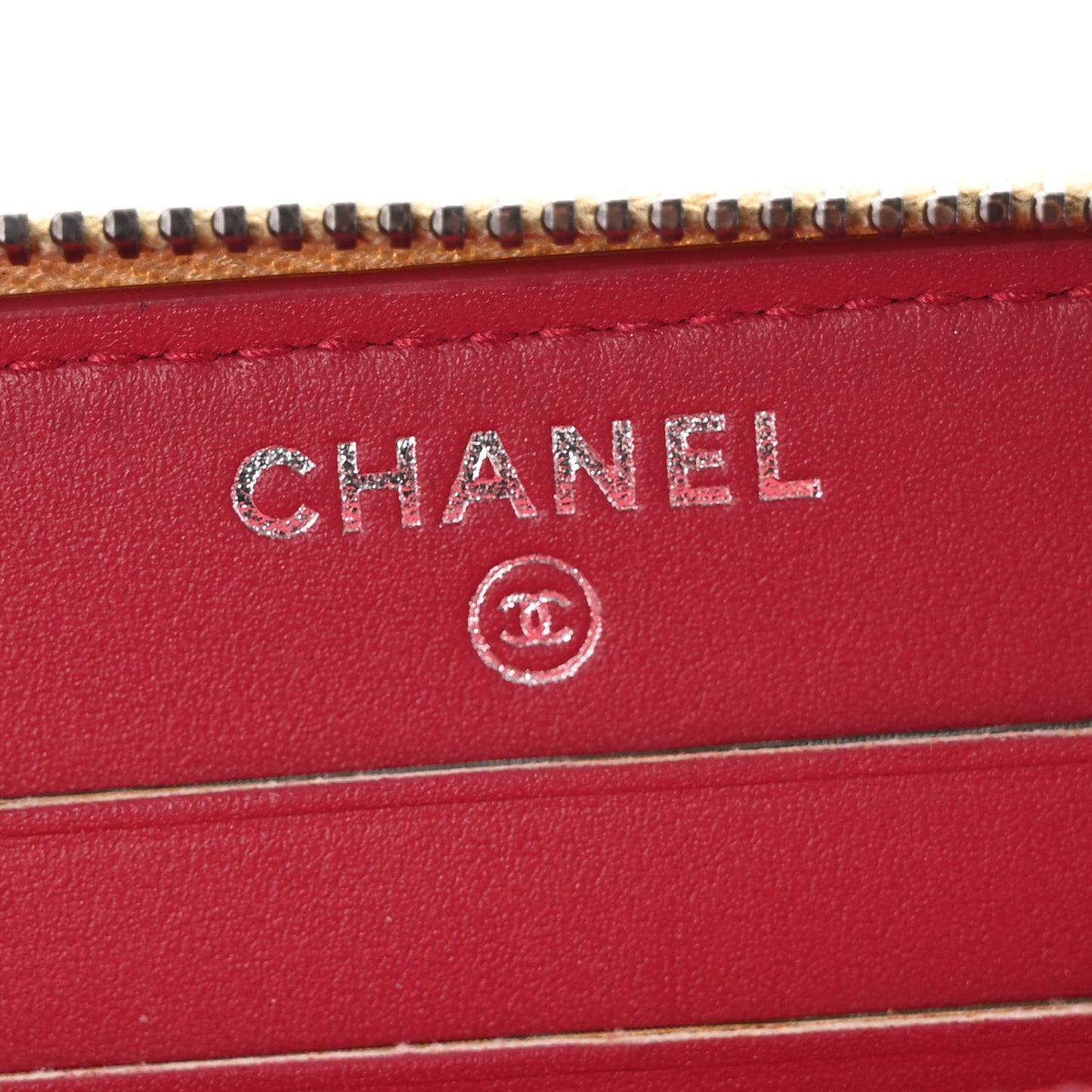 Metallic Aged Calfskin Quilted Small Gabrielle Zip Around Wallet Gold