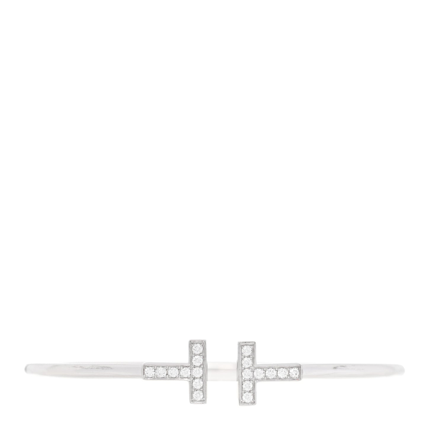 18K White Gold Diamond T Wire Bracelet