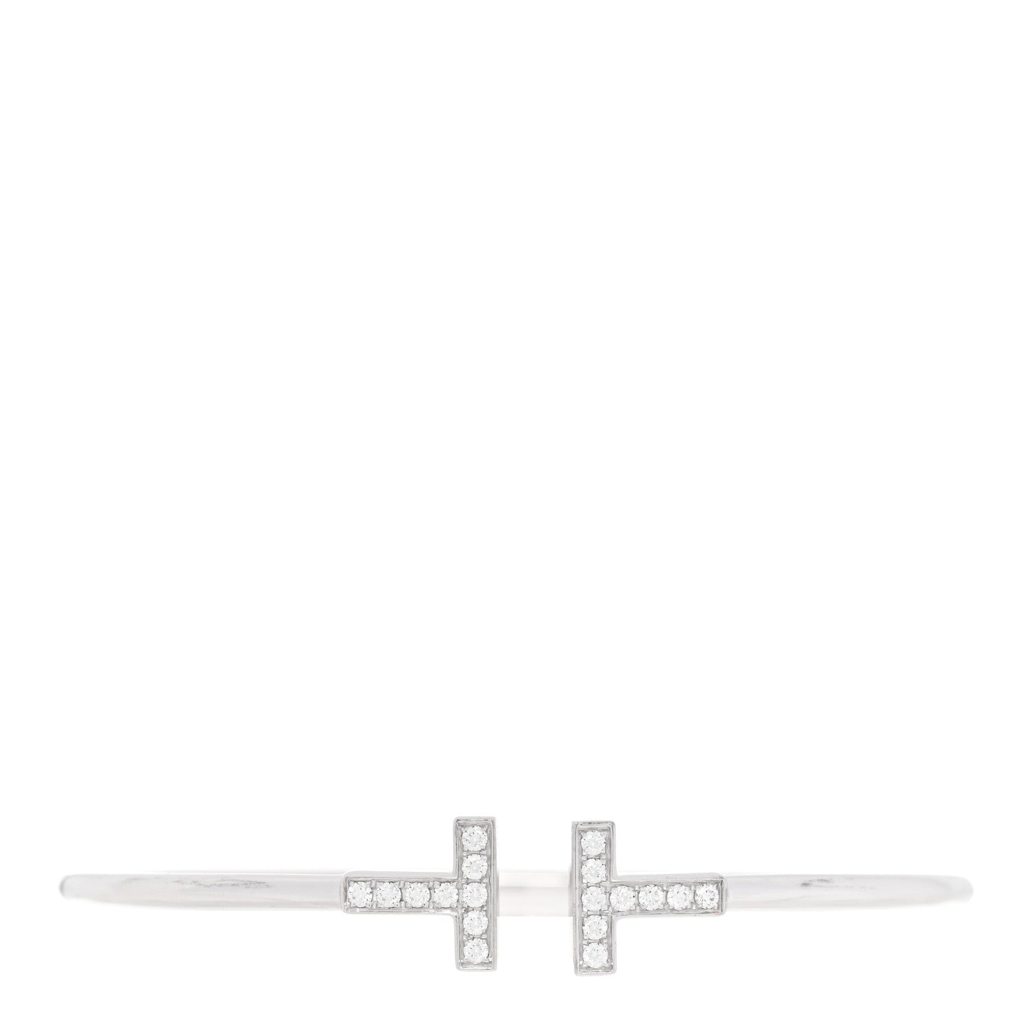 Tiffany 18K White Gold Diamond T Wire Bracelet 1 of 5