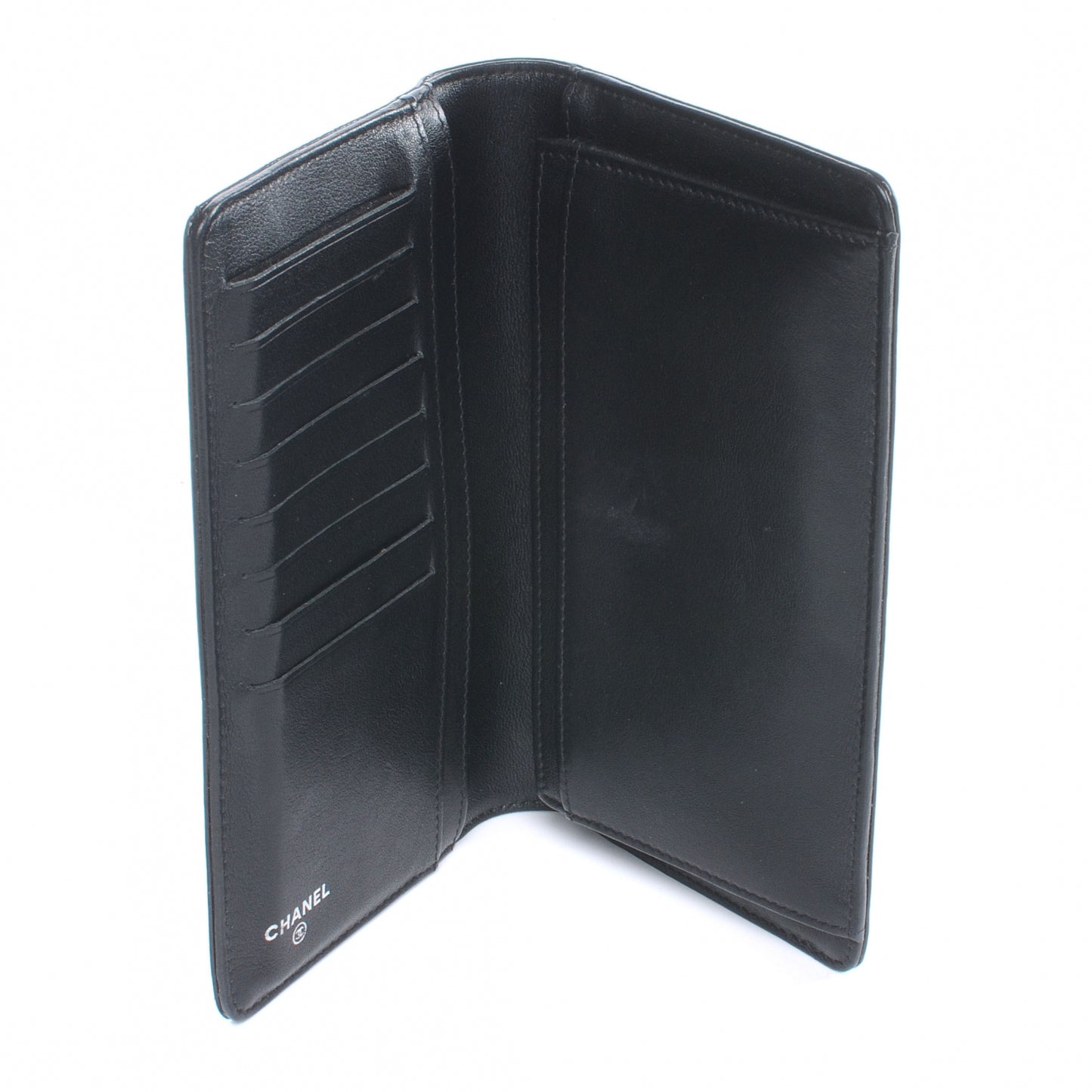 Glazed Calfskin Boy Yen Wallet Black