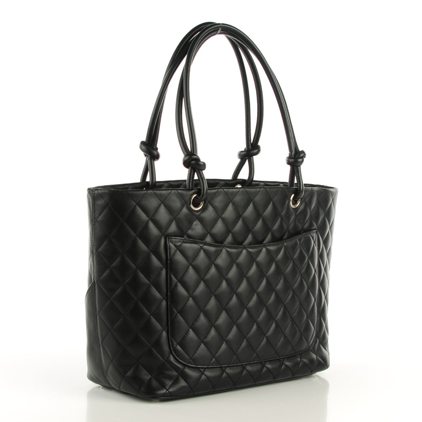 Calfskin Quilted Large Cambon Tote Black White
