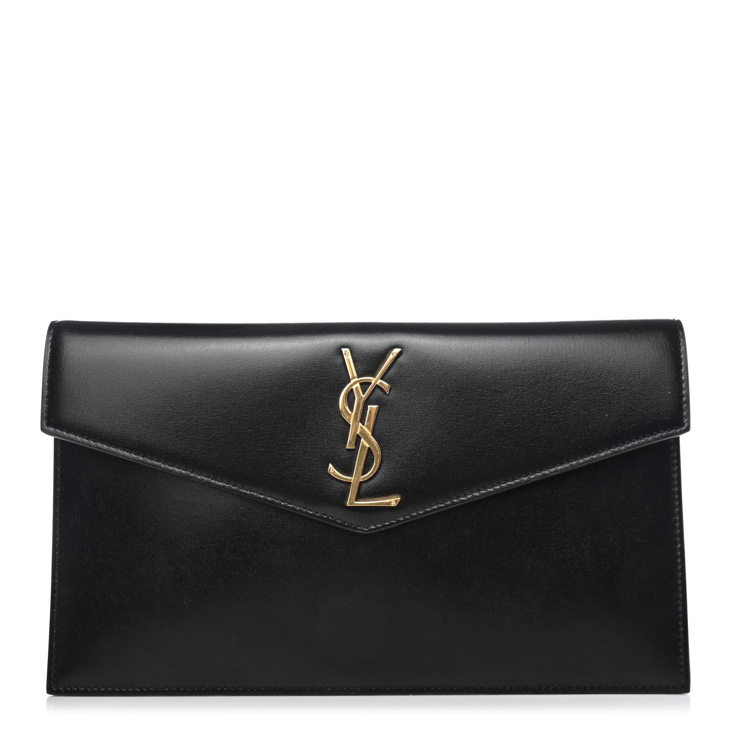 Saint Laurent Smooth Shiny Calfskin Monogram Uptown Pouch Black 1 of 4